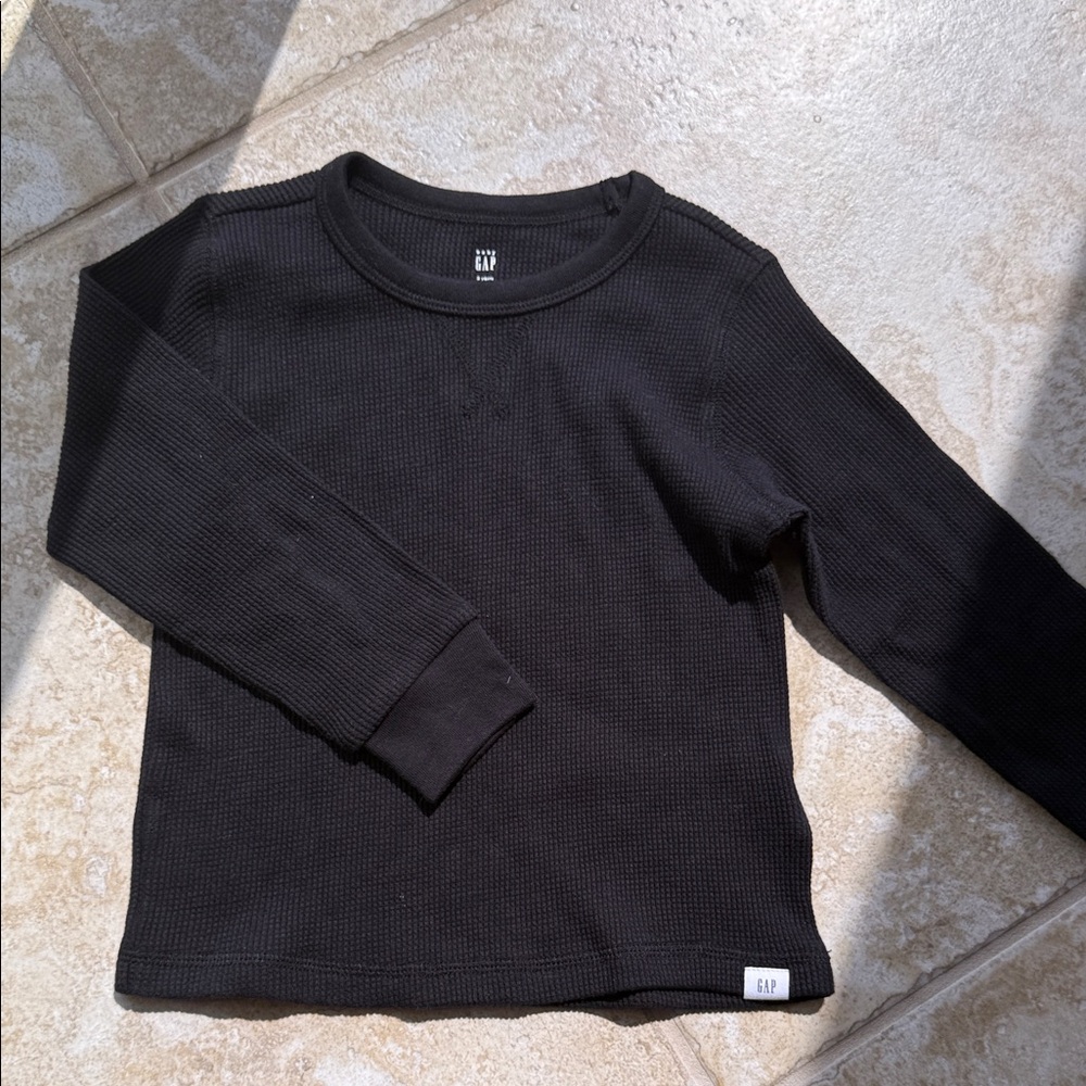 Baby GAP Black Waffle-Knit Long Sleeve Top - size 3T